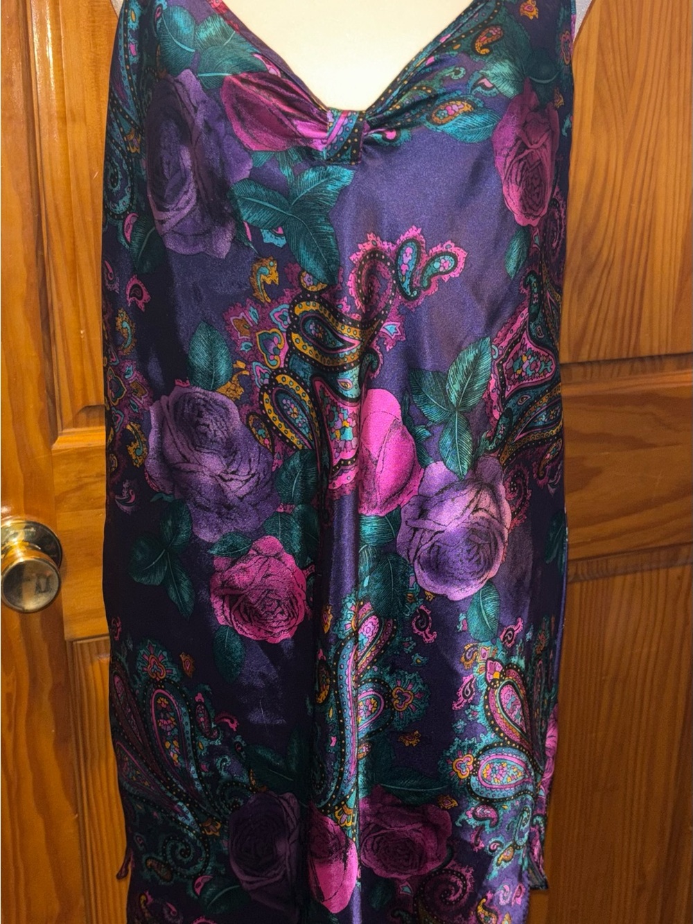 Vintage Satin Y2K Floral Paisley Lingerie Nightgown